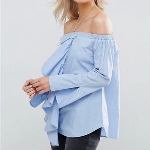 🍒MISSGUIDED OFF SHOULDER BARDOT  RUFFLE BLOUSE.